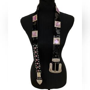 Black and Purple Embellished Belt Length around 45"